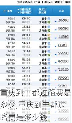 重庆到丰都过路费是多少,重庆到丰都过路费是多少钱