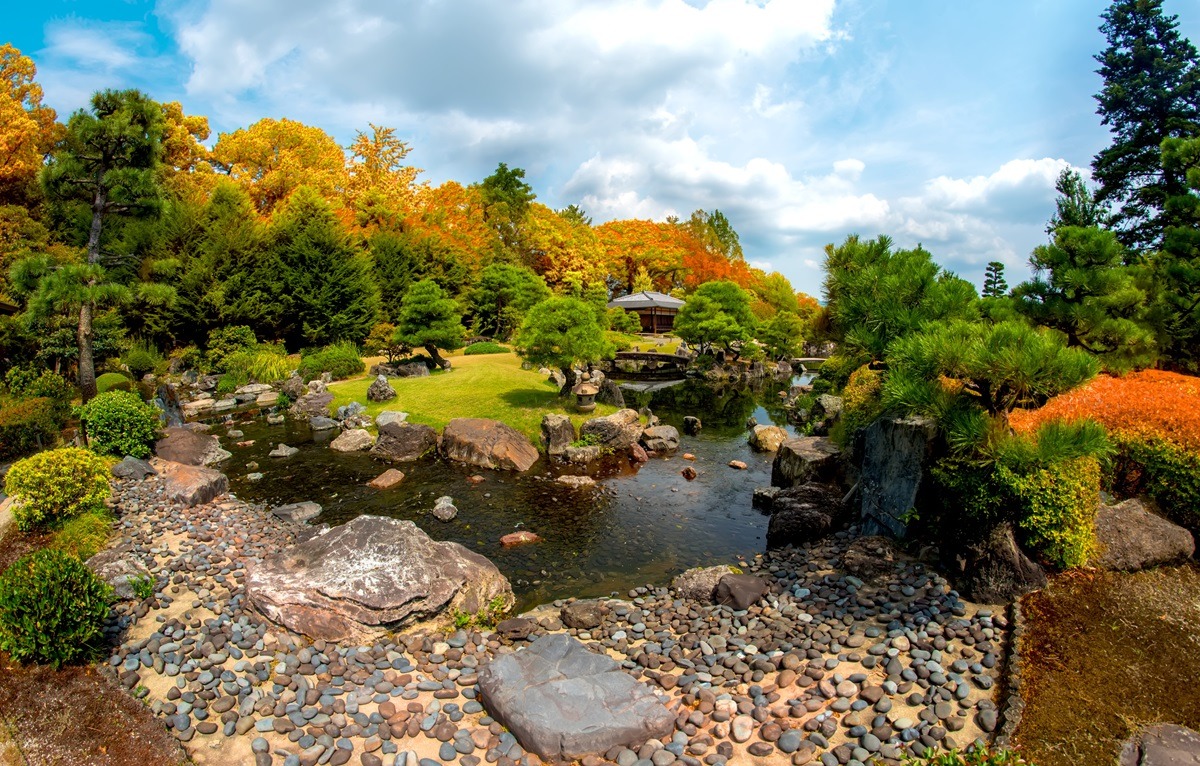 日本京都二条城的秋天