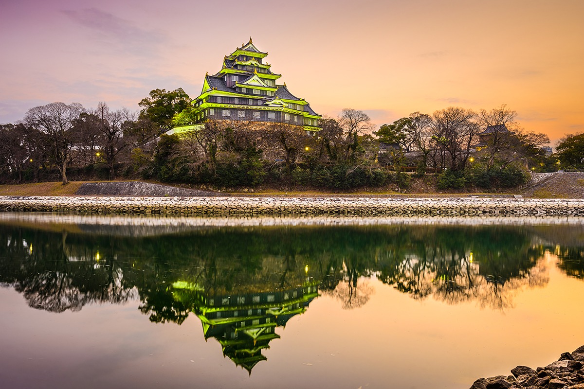 Okayama Castle at dusk