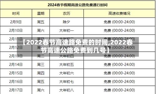 【2022春节高速路免费的时间,2022春节高速公路免费到几号】-第3张图片